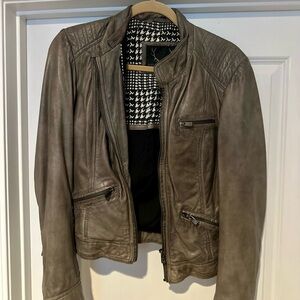 Women’s Gray Leather Jacket